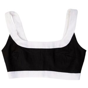 Reformation Robbie Linen Black and White Crop Top